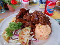 Stew Lamb Lunch with a cold Shandy Piton