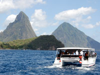 Sailing towards the Pitons