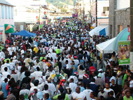 1000's jammed to the sounds of many DJ Sound Systems and Band including Small Axe, dVybz and DJ Ronnie Rascal on the streets of Basseterre